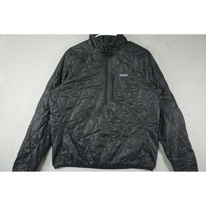 Patagonia Jacket Nano Puff Pullover Women L Black 1/2 Zip Quilted Puffer Outdoor